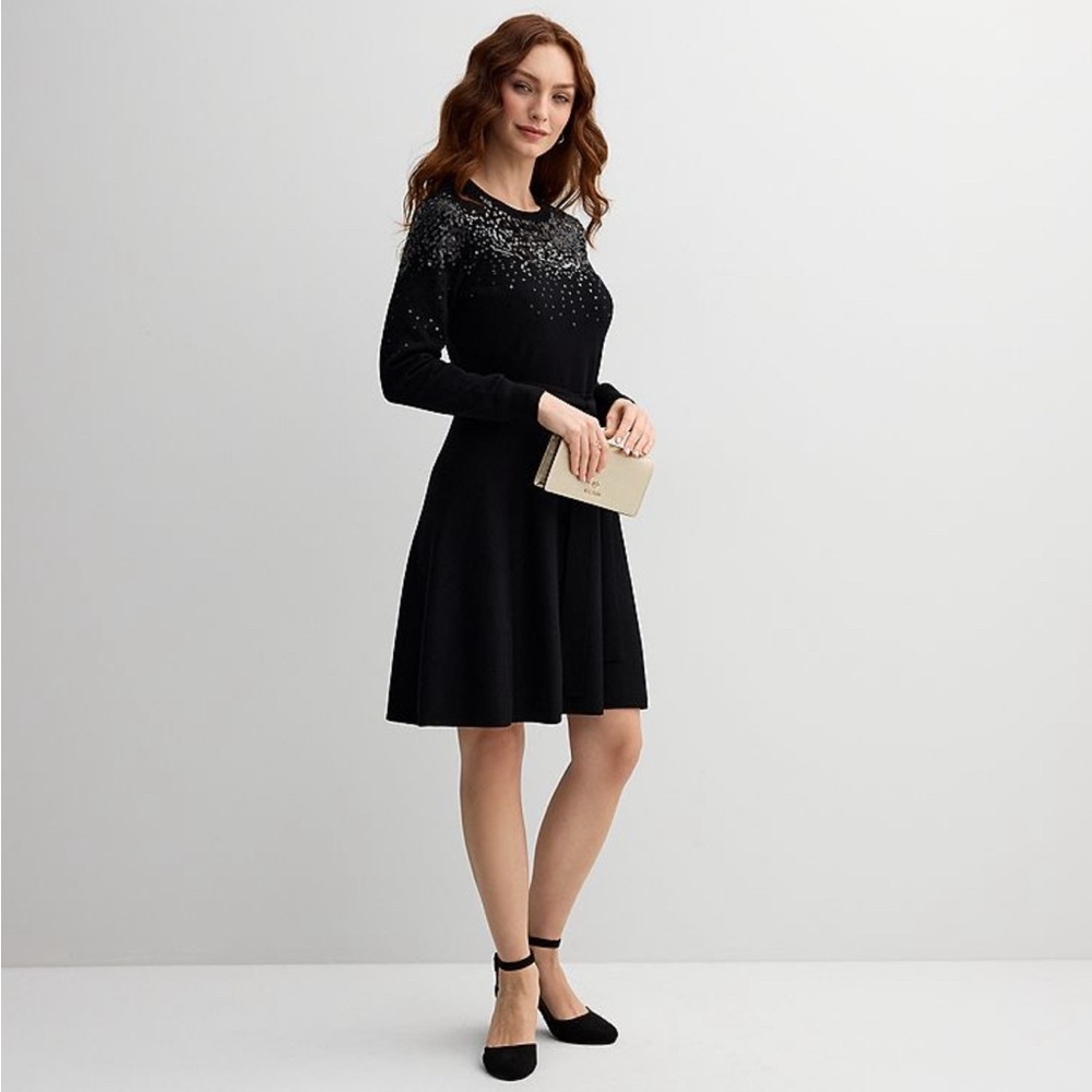 - Women's XXL Draper James Sequin Tie Waist Sweater Dress